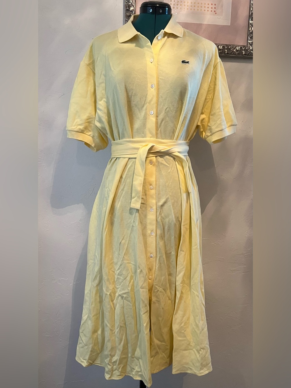Lacoste Yellow Mini-Pique Polo Shirtdress, size 40, NWT